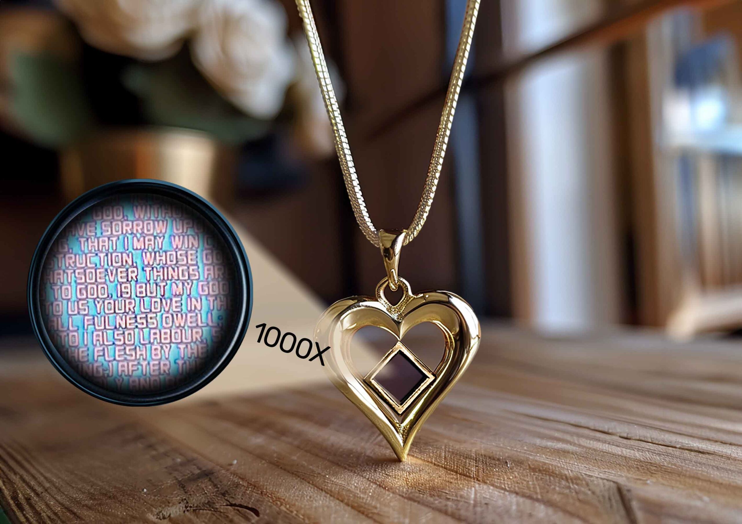 Women's Bible KJV Pendant Being Examined Under Microscope With Bible Inside - My Nano Jewelry